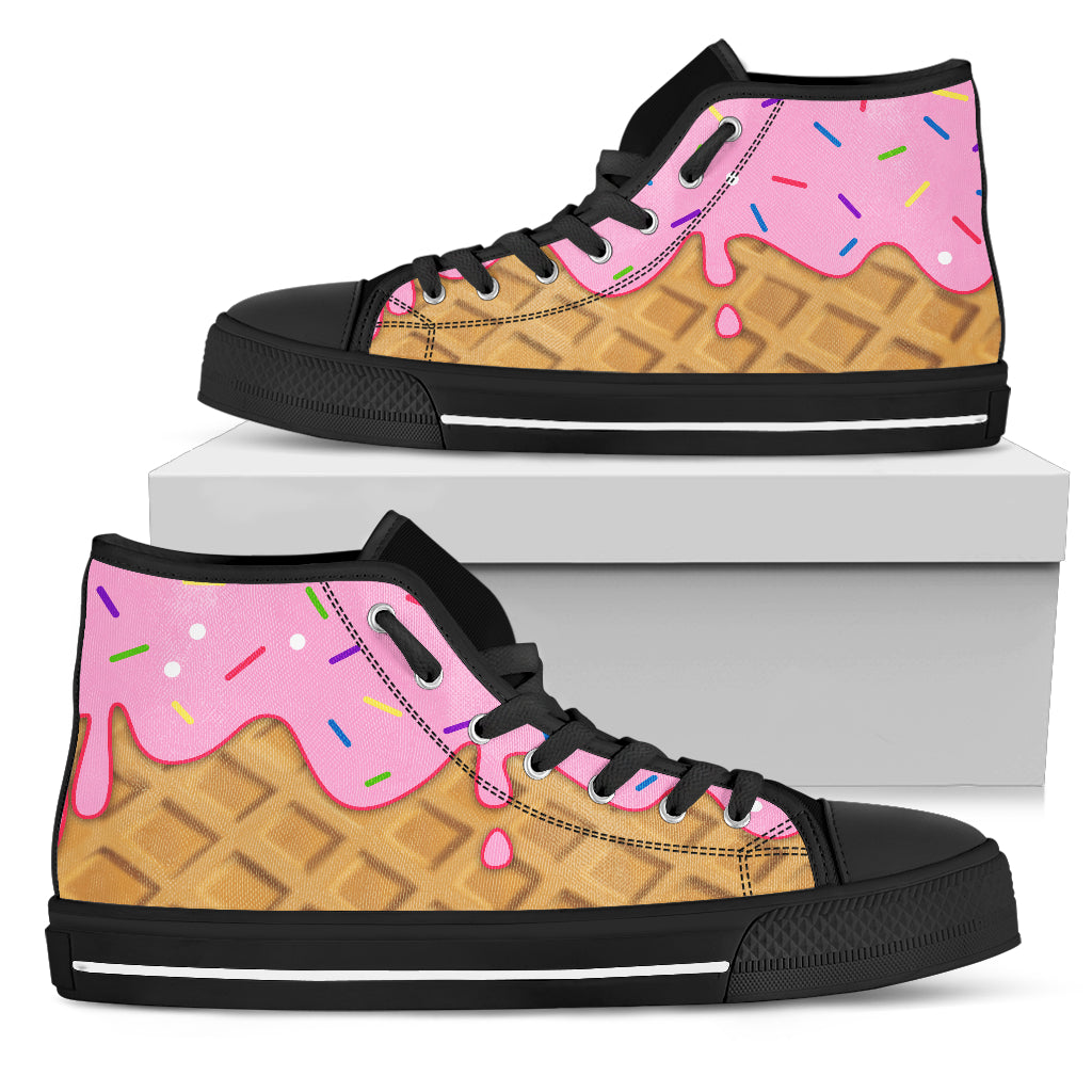 Ice Cream Cone Women's Lace Up Canvas Shoe top