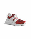Men's Athletic Sneakers, Red Plaid Low Top Running Shoes - 014HQF