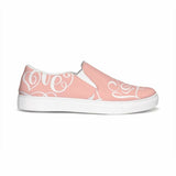 Uniquely You Womens Sneakers - Pink & White Love Print Low Top Slip-On