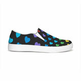 Womens Sneakers, Rainbow Hearts Low Top Slip-On Canvas Shoes