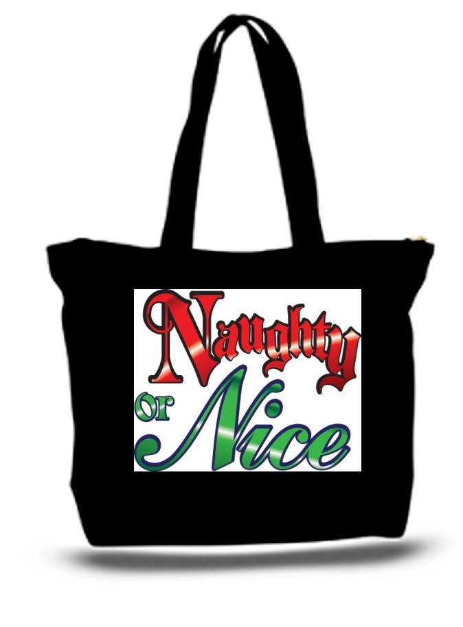 Naughty Or Nice Large Tote Grocery & Stuff Bag Christmas